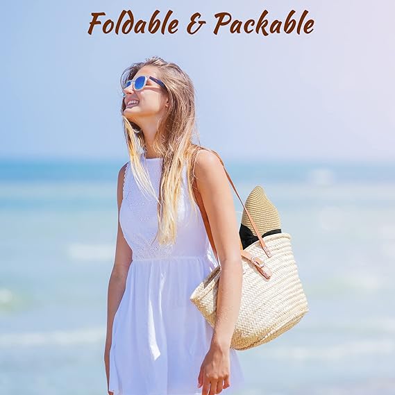 Beach Hats for Women, Wide Brim Sun Straw Hat for Women, Sun Hat UPF 50+ UV Protection