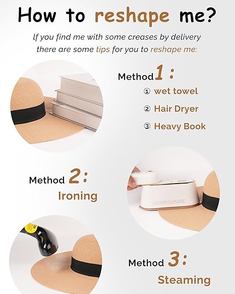 Womens Sun Straw Hat Wide Brim UPF 80 Summer Hat Foldable Packable Floppy Beach Hats for Women