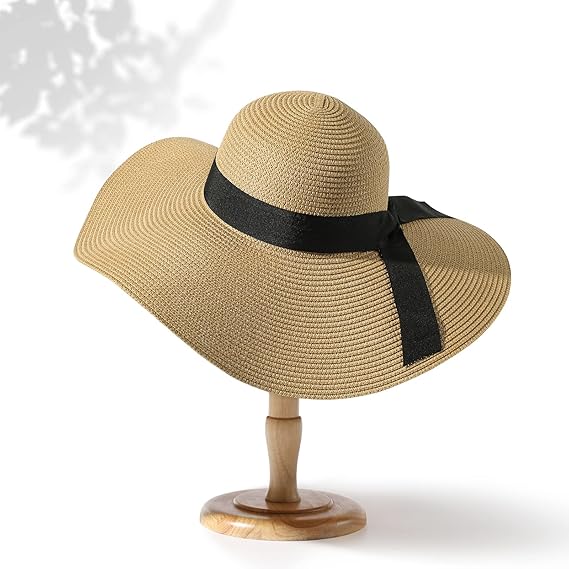 Beach Hats for Women, Wide Brim Sun Straw Hat for Women, Sun Hat UPF 50+ UV Protection
