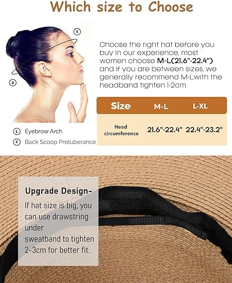 Womens Sun Straw Hat Wide Brim UPF 80 Summer Hat Foldable Packable Floppy Beach Hats for Women